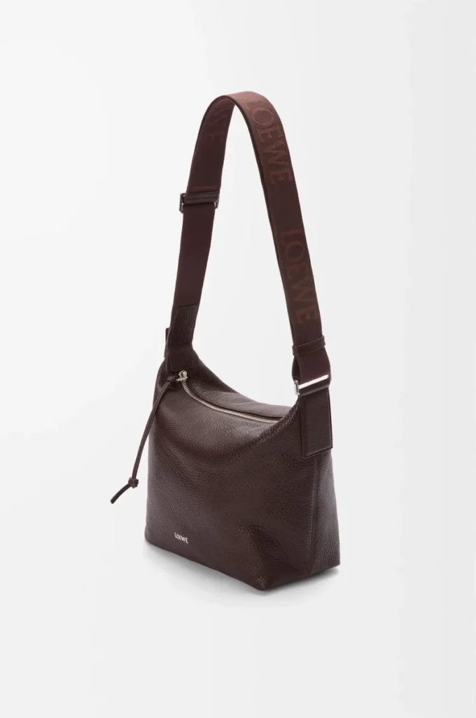 Small Cubi crossbody bag in supple grained calfskin Oxblood