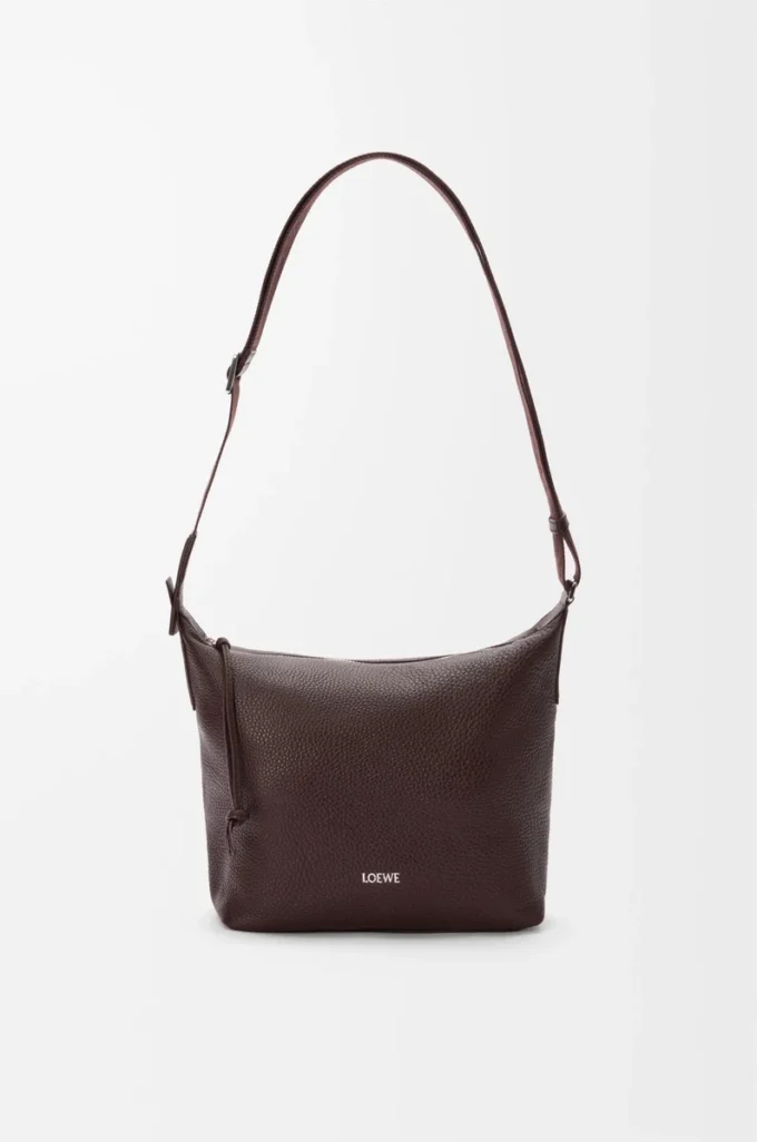 Small Cubi crossbody bag in supple grained calfskin Oxblood