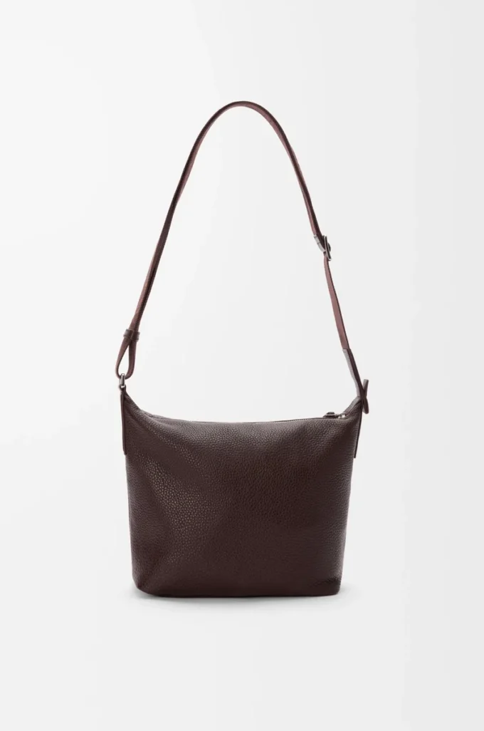Small Cubi crossbody bag in supple grained calfskin Oxblood