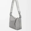Small Cubi crossbody bag in supple smooth calfskin and jacquard Asphalt Grey