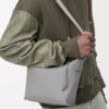 Small Cubi crossbody bag in supple smooth calfskin and jacquard Asphalt Grey