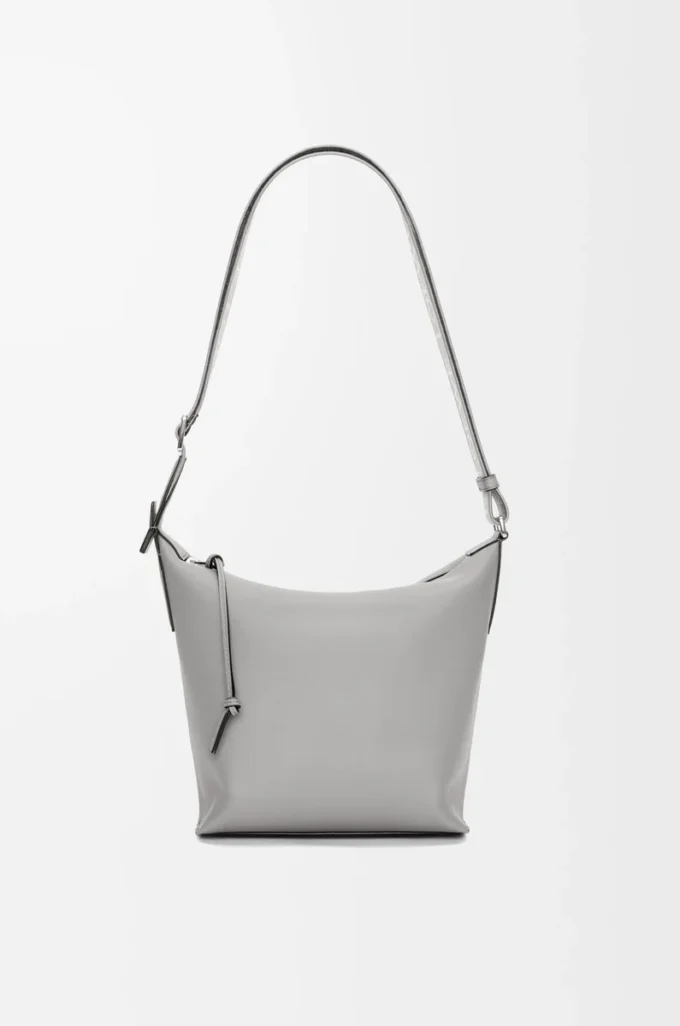 Small Cubi crossbody bag in supple smooth calfskin and jacquard Asphalt Grey