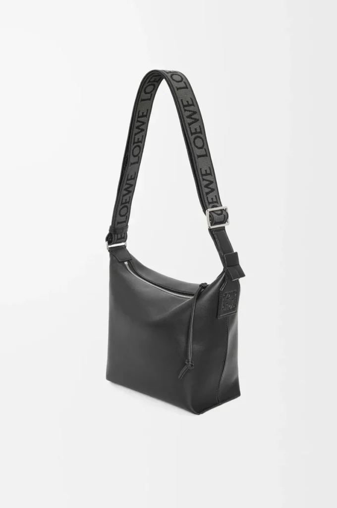 Small Cubi crossbody bag in supple smooth calfskin and jacquard Black