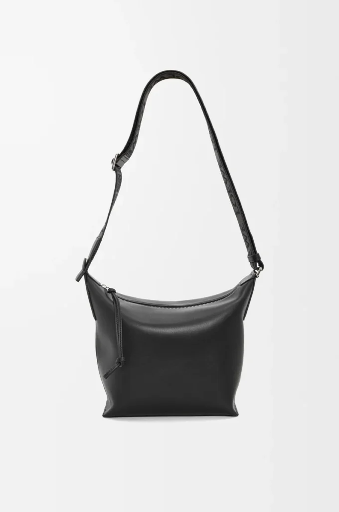 Small Cubi crossbody bag in supple smooth calfskin and jacquard Black