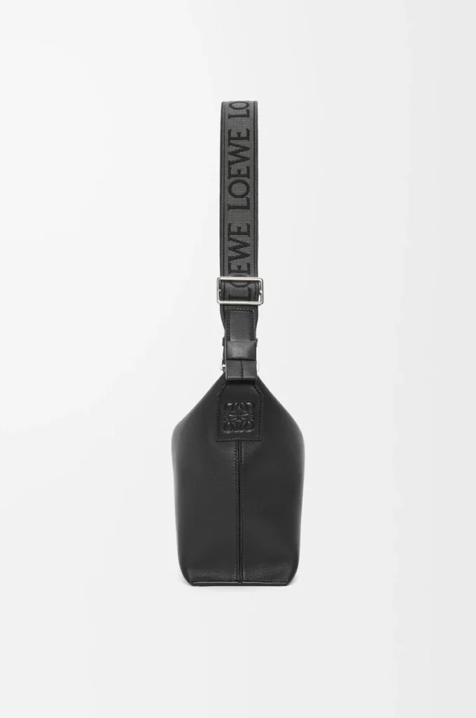 Small Cubi crossbody bag in supple smooth calfskin and jacquard Black