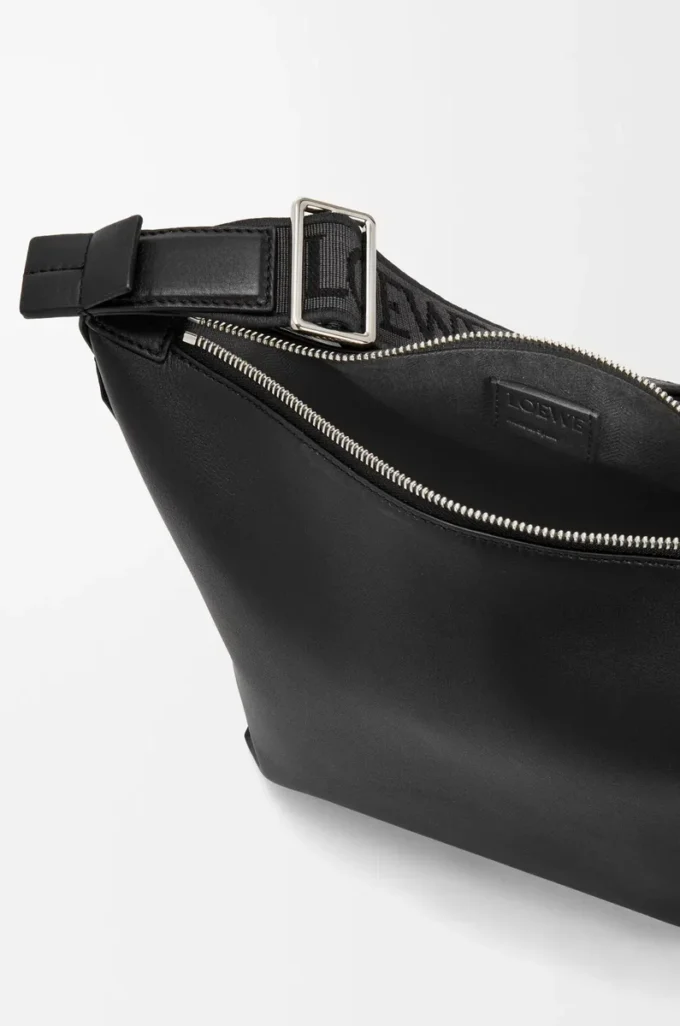 Small Cubi crossbody bag in supple smooth calfskin and jacquard Black