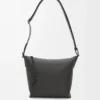 Small Cubi Crossbody bag in supple smooth calfskin and jacquard Dark Grey