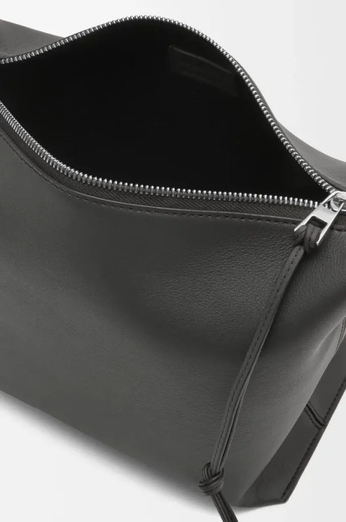 Small Cubi Crossbody bag in supple smooth calfskin and jacquard Dark Grey