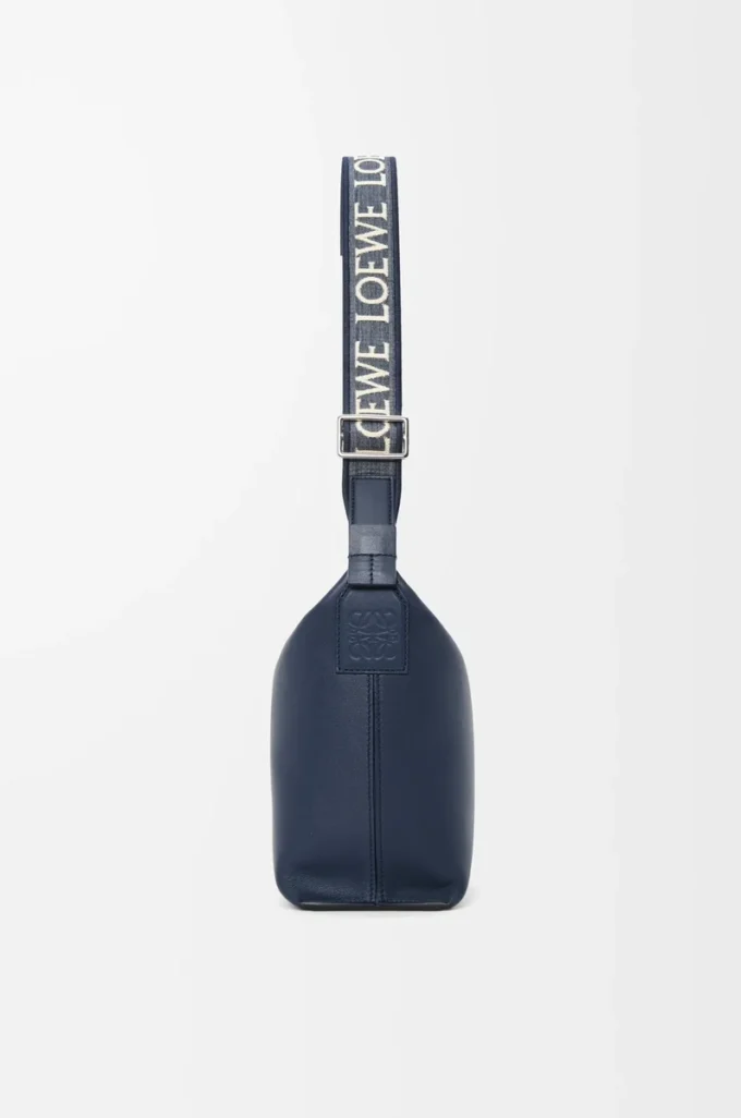 Small Cubi crossbody bag in supple smooth calfskin and jacquard Deep Navy