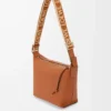 Small Cubi crossbody bag in supple smooth calfskin and jacquard Tan