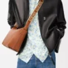 Small Cubi crossbody bag in supple smooth calfskin and jacquard Tan