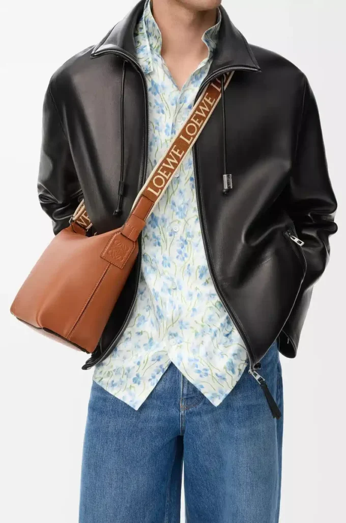 Small Cubi crossbody bag in supple smooth calfskin and jacquard Tan