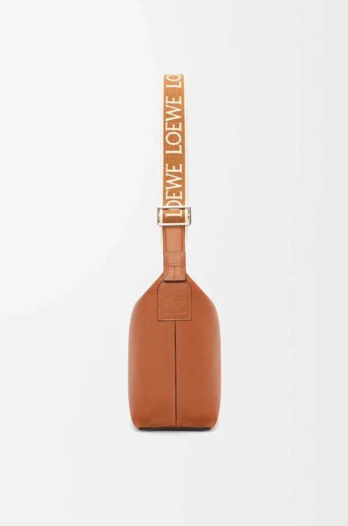 Small Cubi crossbody bag in supple smooth calfskin and jacquard Tan