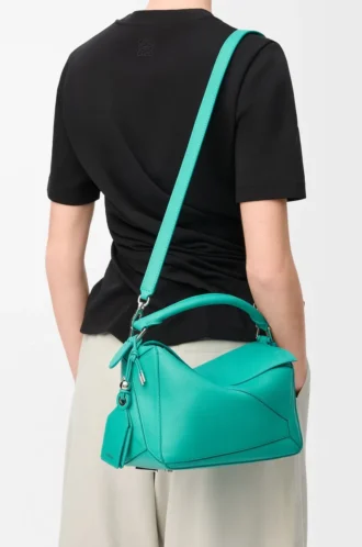Small Featherlight Puzzle bag in nappa lambskin Aquamarine