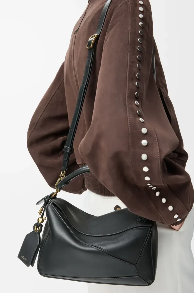 Small Featherlight Puzzle bag in nappa lambskin Black