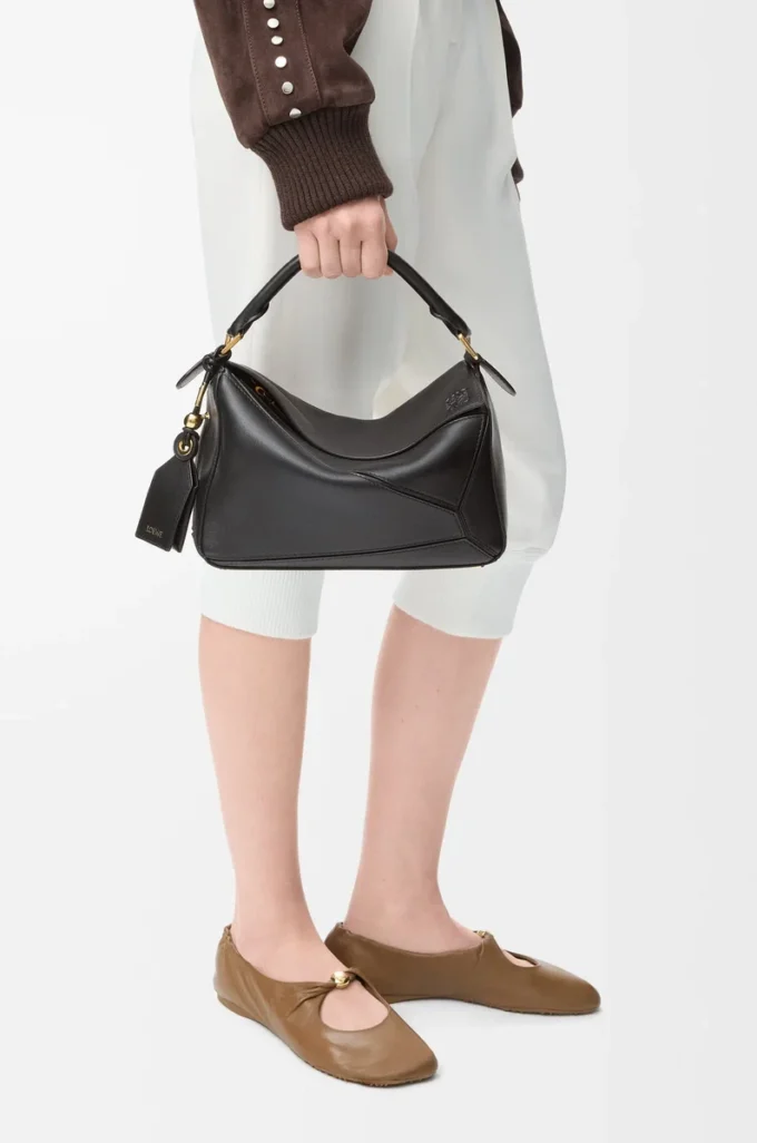 Small Featherlight Puzzle bag in nappa lambskin Black