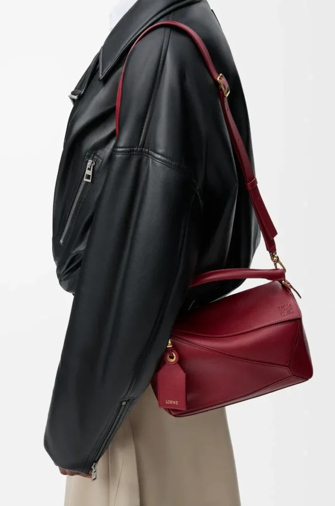 Small Featherlight Puzzle bag in nappa lambskin Burnt Red