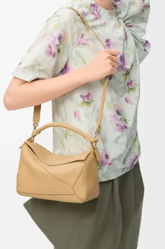 Small Featherlight Puzzle bag in nappa lambskin Dark Butter