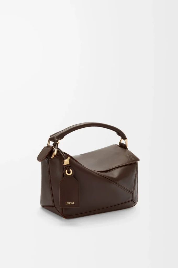 Small Featherlight Puzzle bag in nappa lambskin Dark Chestnut