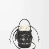 Small Fringe Bucket bag in calfskin Black