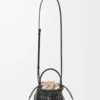 Small Fringe Bucket bag in calfskin Black