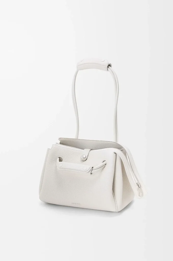 Small Madrid bag in supple grained calfskin Soft White Small Madrid bag in supple grained calfskin Soft White
