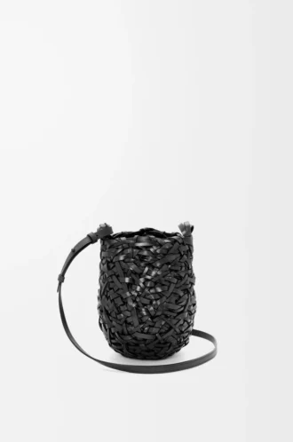 Small Nest Basket bag in calfskin Black