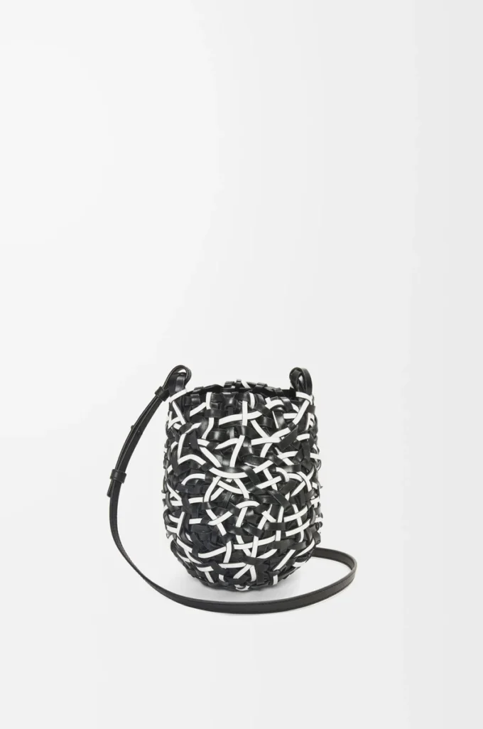 Small Nest Basket bag in calfskin Black/White Small Nest Basket bag in calfskin Black/White
