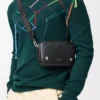 Small Pebble messenger bag in supple grained calfskin Black