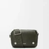 Small Pebble messenger bag in supple grained calfskin Dark Khaki