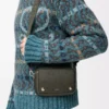 Small Pebble messenger bag in supple grained calfskin Dark Khaki