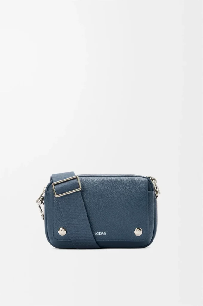 Small Pebble messenger bag in supple grained calfskin Indigo Dye