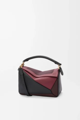 Small Puzzle bag in nappa calfskin Black/Burgundy
