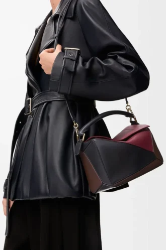 Small Puzzle bag in nappa calfskin Black/Burgundy