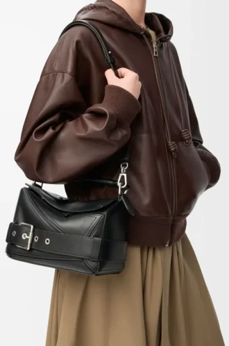 Small Puzzle Biker bag in shiny calfskin Black