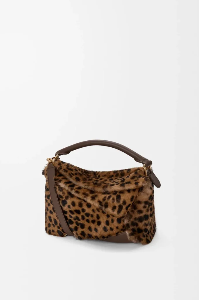 Small Puzzle Edge bag in printed shearling Beige/Brown Small Puzzle Edge bag in printed shearling Beige/Brown