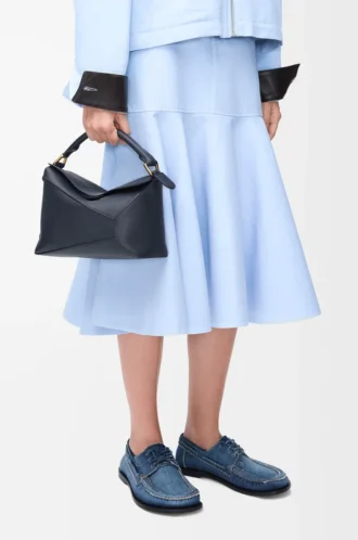 Small Puzzle Edge bag in soft grained calfskin Deep Navy