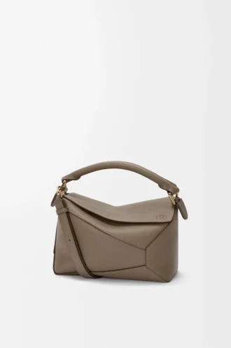 Small Puzzle Edge bag in soft grained calfskin Taupe