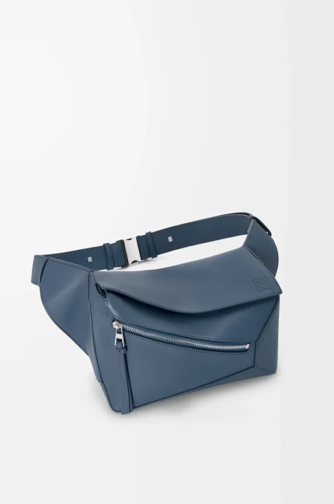 Small Puzzle Edge bumbag in classic calfskin Indigo Dye Small Puzzle Edge bumbag in classic calfskin Indigo Dye