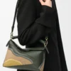 Small Puzzle Edge Landscape bag in nappa calfskin Bottle Green/Ochre Small Puzzle Edge Landscape bag in nappa calfskin Bottle Green/Ochre
