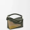 Small Puzzle Edge Landscape bag in nappa calfskin Bottle Green/Ochre Small Puzzle Edge Landscape bag in nappa calfskin Bottle Green/Ochre