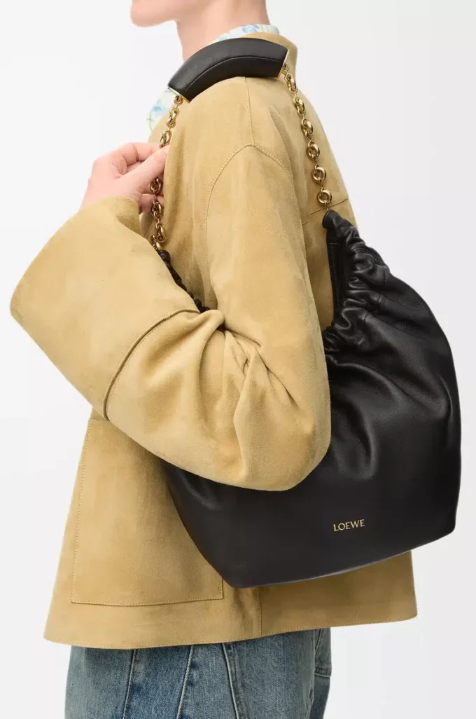 Small Squeeze bag in mellow nappa lambskin Black