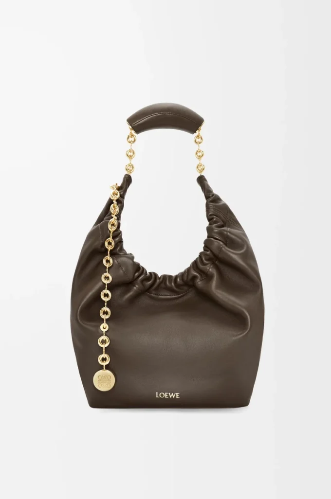 Small Squeeze bag in mellow nappa lambskin Chocolate