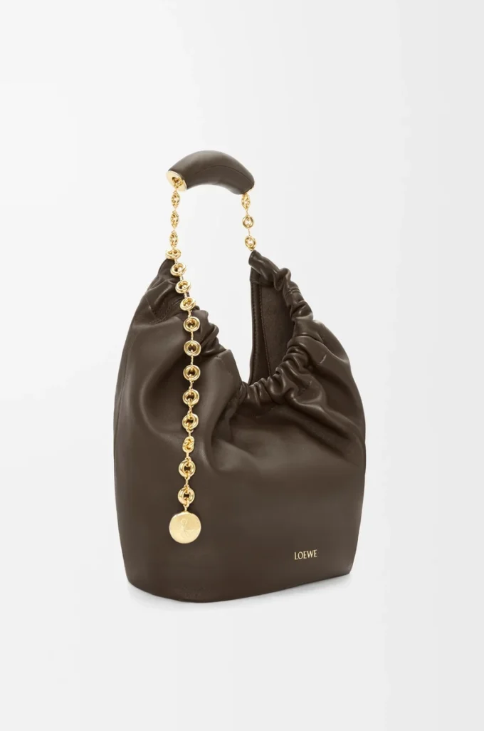 Small Squeeze bag in mellow nappa lambskin Chocolate