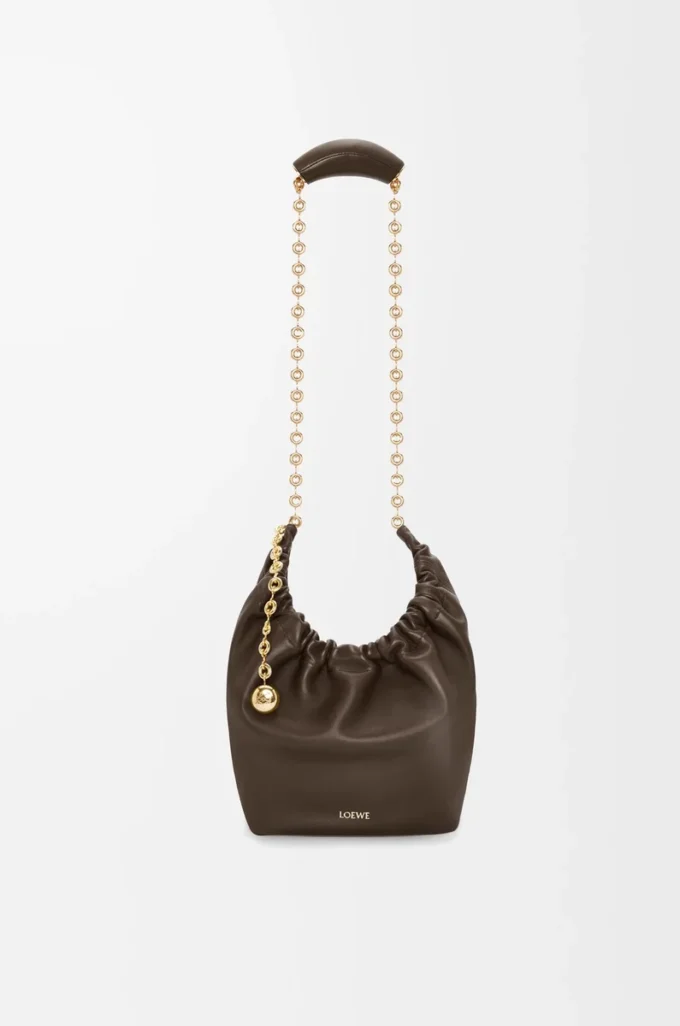 Small Squeeze bag in mellow nappa lambskin Chocolate