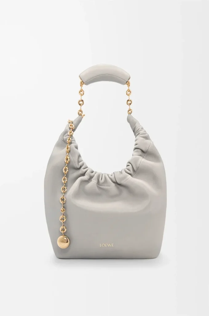 Small Squeeze bag in mellow nappa lambskin Shell Grey