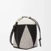 Small Treasure Bako bucket in canvas jacquard and calfskin Natural/Black