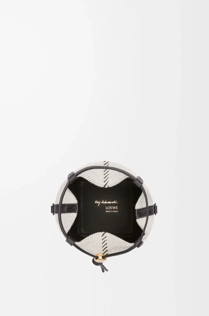 Small Treasure Bako bucket in canvas jacquard and calfskin Natural/Black