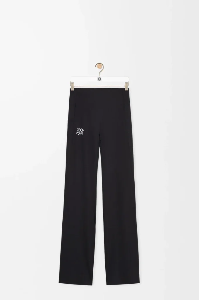 Soft bootleg pants in technical jersey Black