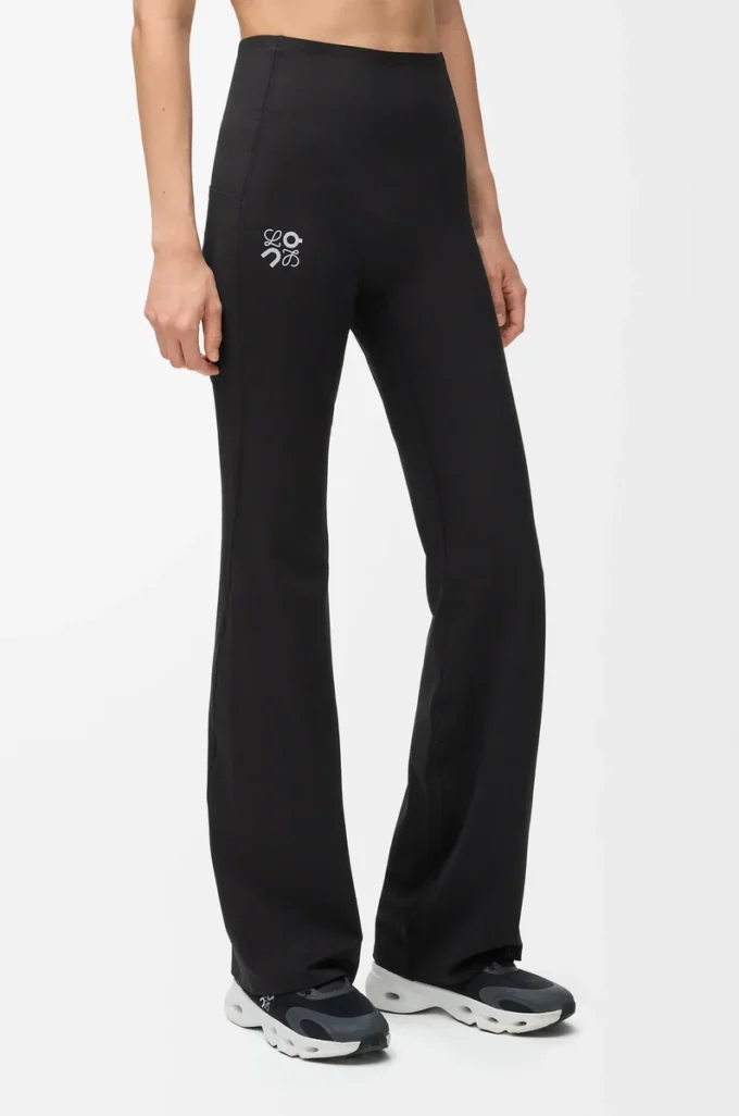 Soft bootleg pants in technical jersey Black